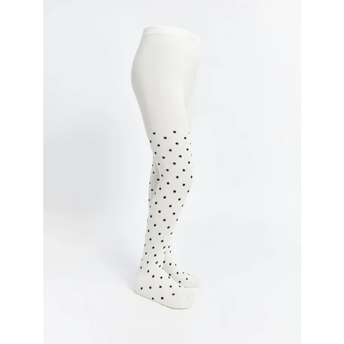 LCW Kids Ekru Puantiyeli Kız Çocuk Külotlu Çorap