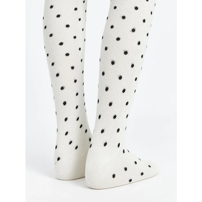 LCW Kids Ekru Puantiyeli Kız Çocuk Külotlu Çorap
