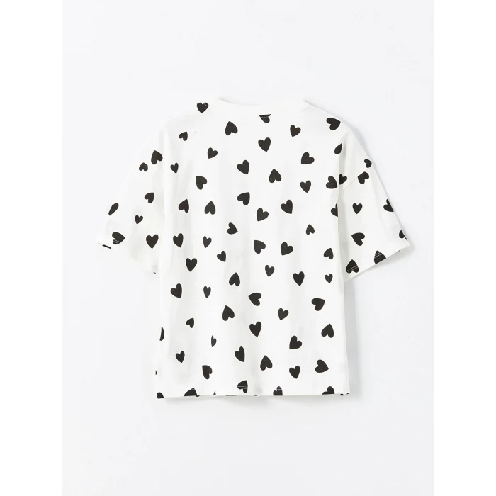 LCW Kids Ekru Bisiklet Yaka Kız Çocuk Şortlu Pijama Takımı