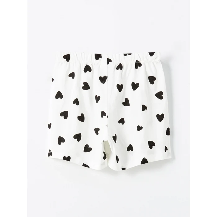 LCW Kids Ekru Bisiklet Yaka Kız Çocuk Şortlu Pijama Takımı