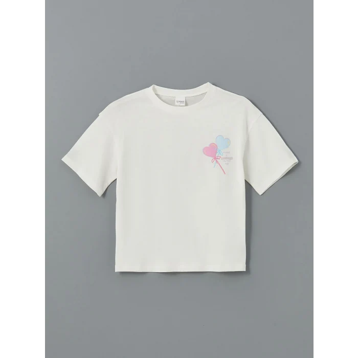 LCW Kids Ekru Bisiklet Yaka Kız Çocuk Pijama Takımı