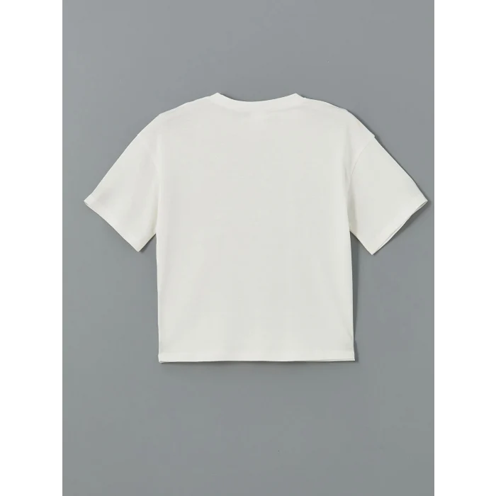 LCW Kids Ekru Bisiklet Yaka Kız Çocuk Pijama Takımı