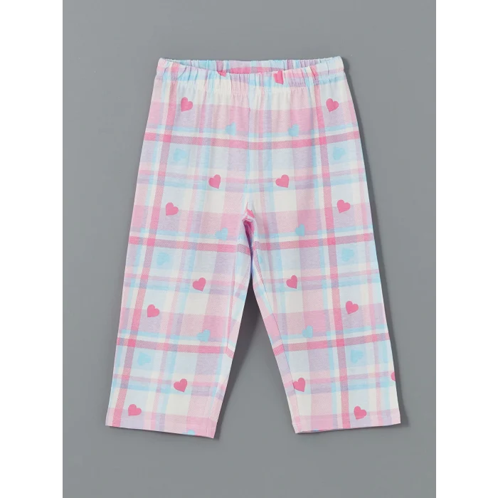 LCW Kids Ekru Bisiklet Yaka Kız Çocuk Pijama Takımı