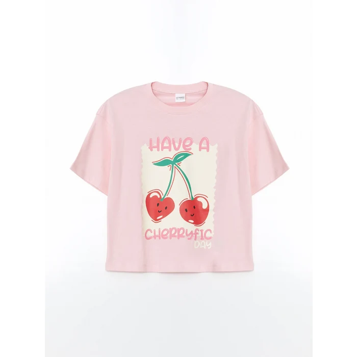 LCW Kids Pembe Bisiklet Yaka Kız Çocuk Şortlu Pijama Takımı