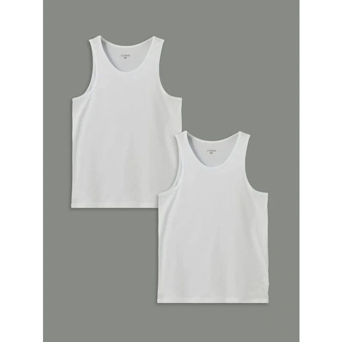 LC WAIKIKI Beyaz U Yaka Penye Erkek Atlet 2li