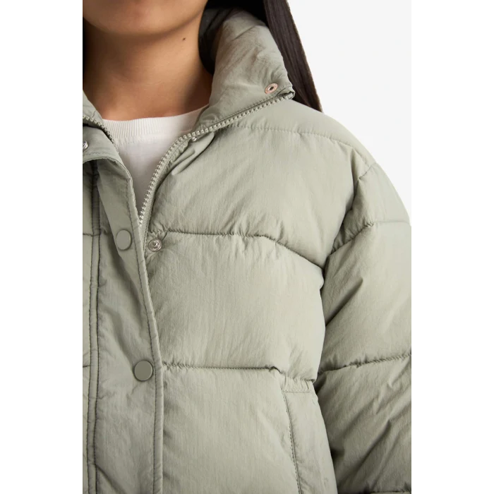 Defacto E8608A8GN1110 Yeşil Kız Çocuk Su Geçirmez Fermuarlı Şişme Mont