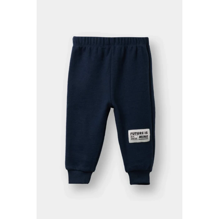 Defacto F9437A5NV71 Lacivert Erkek Bebek 2li Takım Baskılı Selanik Kumaş Sweatshirt Eşofman Altı