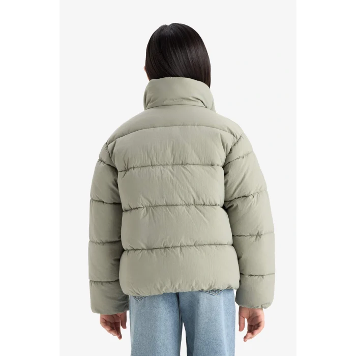 Defacto E8608A8GN1110 Yeşil Kız Çocuk Su Geçirmez Fermuarlı Şişme Mont