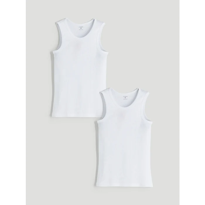 LC WAIKIKI Beyaz U Yaka Penye Erkek Atlet 2li