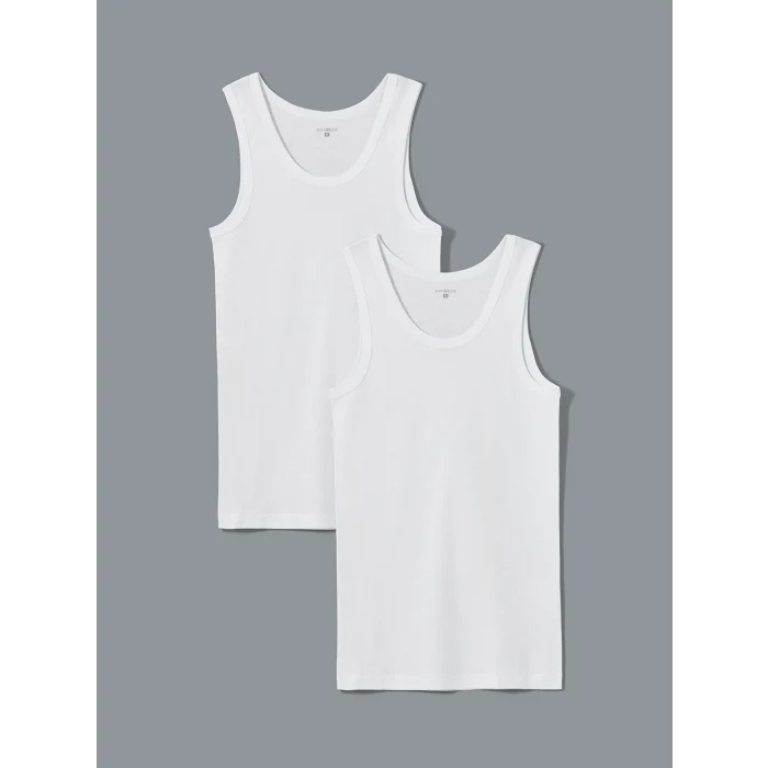 LC WAIKIKI Beyaz U Yaka Penye Erkek Atlet 2li