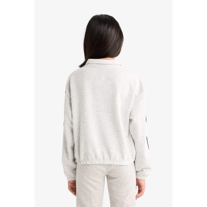 Defacto F3201A8GR85 Gri Kız Çocuk NBA Los Angeles Lakers Relax Fit Polo Yaka Sweatshirt