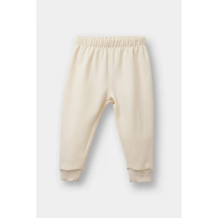 Defacto F0559A5ER42 Ekru Kız Bebek 2li Takım İçi Yumuşak Tüylü Baskılı Sweatshirt Eşofman Altı