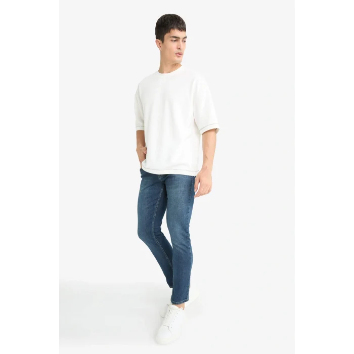 Defacto G2235AXNM34 Mavi Pedro Slim Fit Dar Kalıp Normal Bel Dar Paça Jean Pantolon