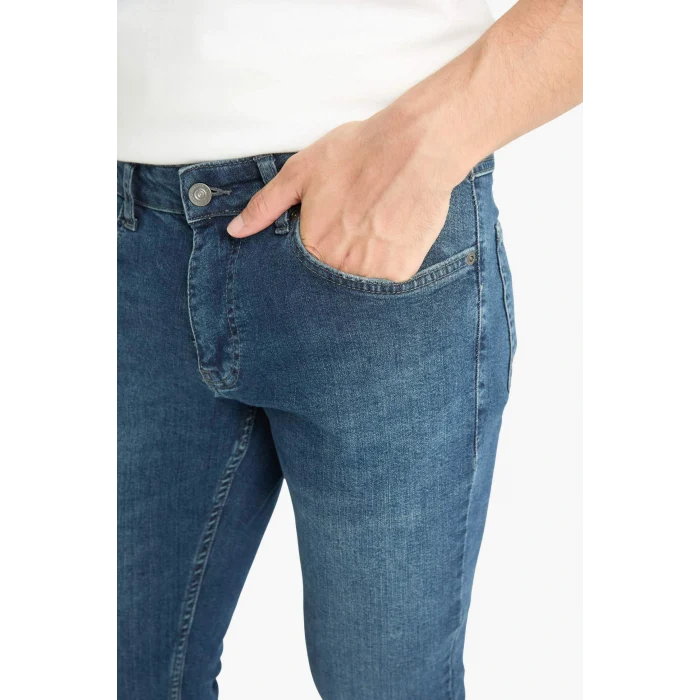 Defacto G2235AXNM34 Mavi Pedro Slim Fit Dar Kalıp Normal Bel Dar Paça Jean Pantolon