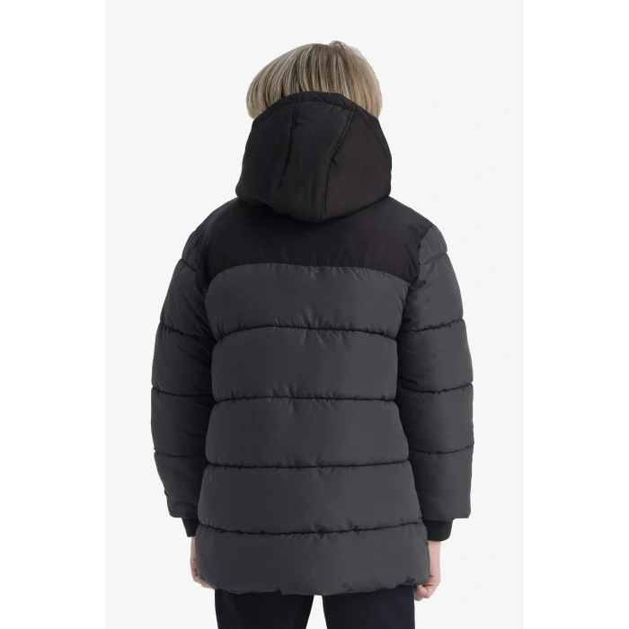 Defacto E9373A8AR15 Antrasit Erkek Çocuk Su Geçirmez Kapüşonlu Polar Astarlı Parka