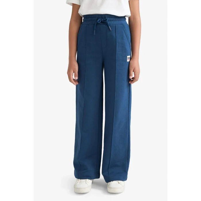 Defacto C7131A8IN246 İndigo Kız Çocuk Wide Leg Geniş Paça Beli Lastikli Eşofman Altı