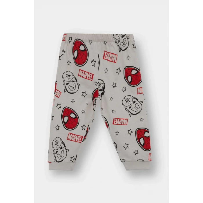 Defacto F4579A5GR470 Gri Erkek Bebek Marvel Comics Pijama Takımı Penye Uzun Kollu Üst Uzun Alt