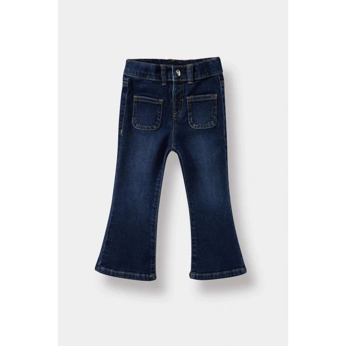Defacto F3693A5BE364 Mavi Kız Bebek Flare Fit Jean Pantolon