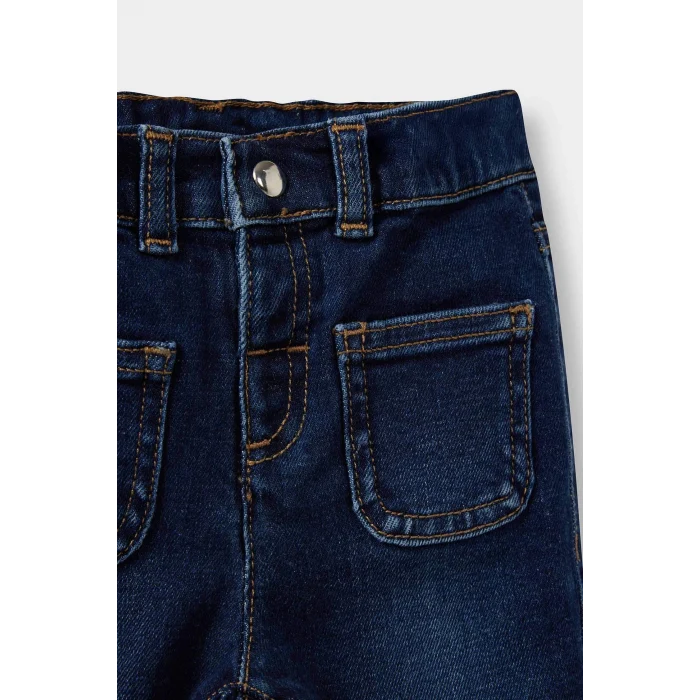 Defacto F3693A5BE364 Mavi Kız Bebek Flare Fit Jean Pantolon