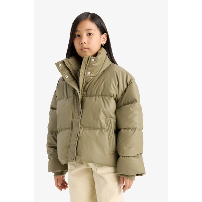 Defacto E8607A8KH488 Haki Kız Çocuk Fermuarlı Şişme Mont
