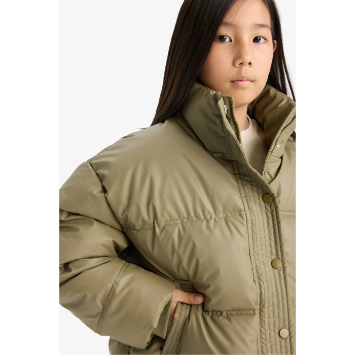 Defacto E8607A8KH488 Haki Kız Çocuk Fermuarlı Şişme Mont