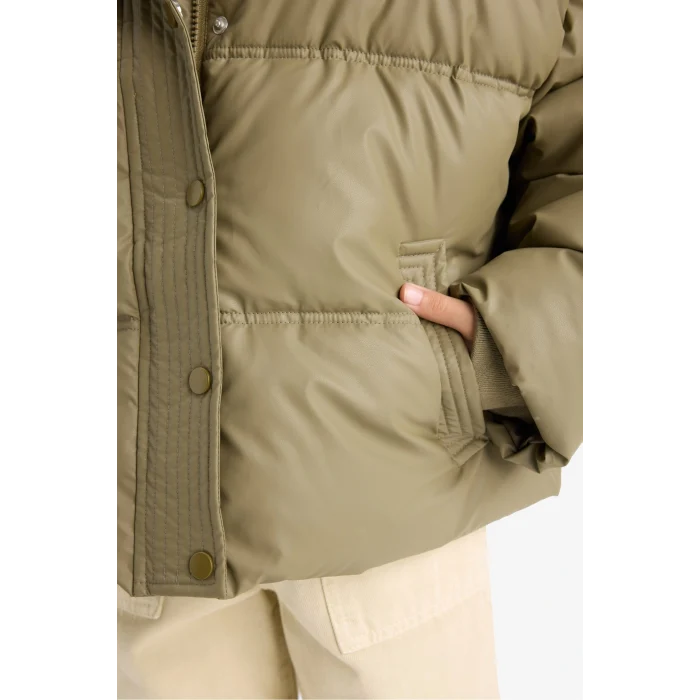 Defacto E8607A8KH488 Haki Kız Çocuk Fermuarlı Şişme Mont