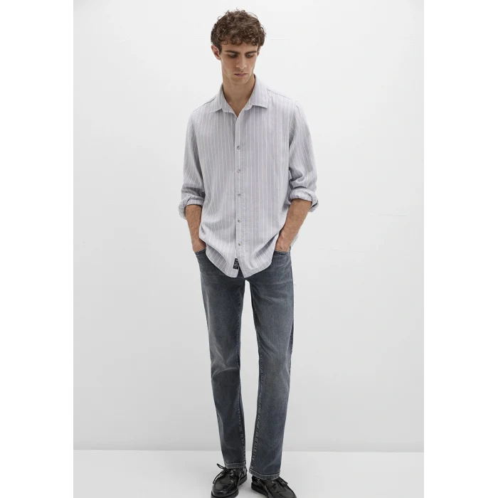 Mavi 0211709-91016 Çizgili Gri Gömlek