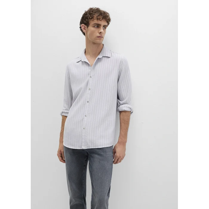 Mavi 0211709-91016 Çizgili Gri Gömlek