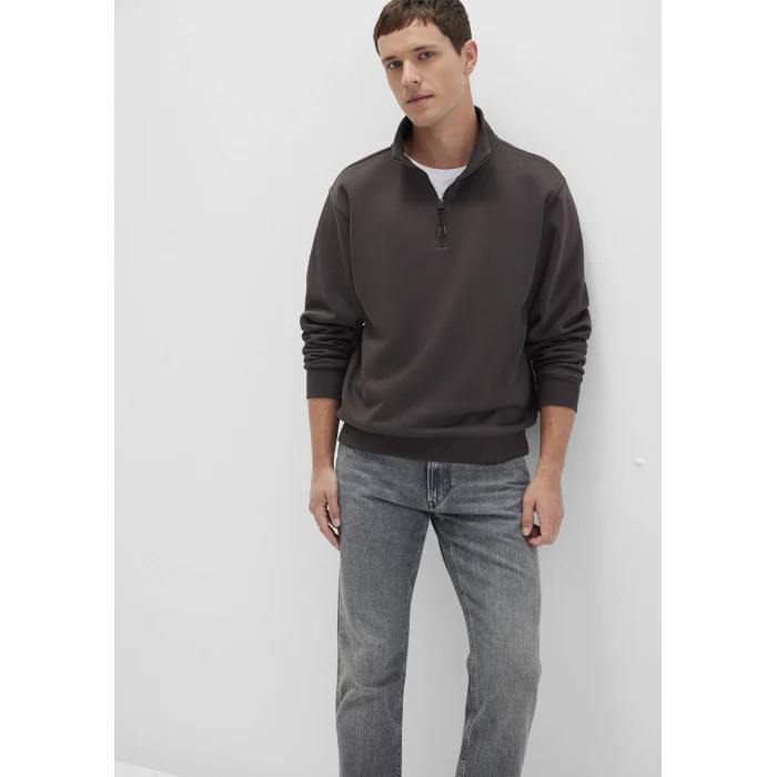 Mavi 0S10278-70219 Yarı Fermuarlı Kahverengi Basic Sweatshirt