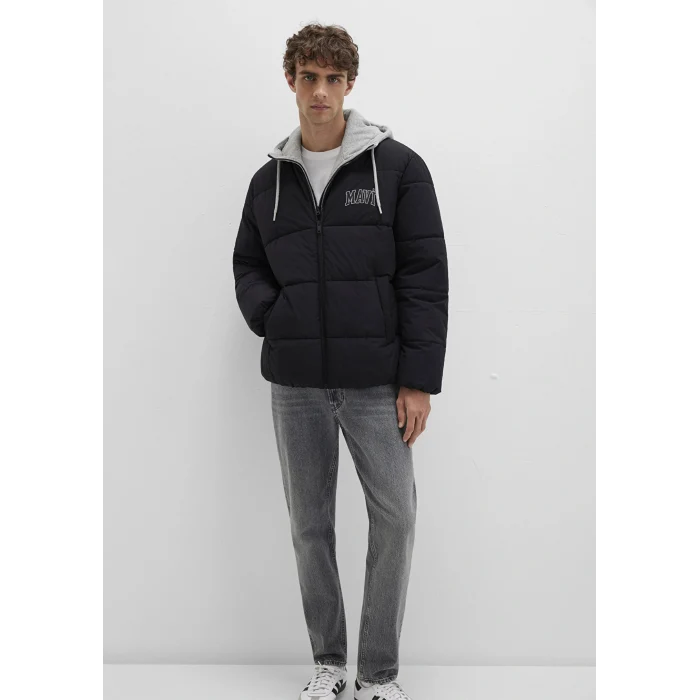 Mavi 0110662-71379 Mavi Logo Baskılı Kapüşonlu Siyah Şişme Mont