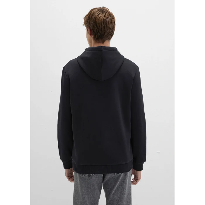 Mavi 0610941-900 Mavi Logo Baskılı Kapüşonlu Siyah Sweatshirt