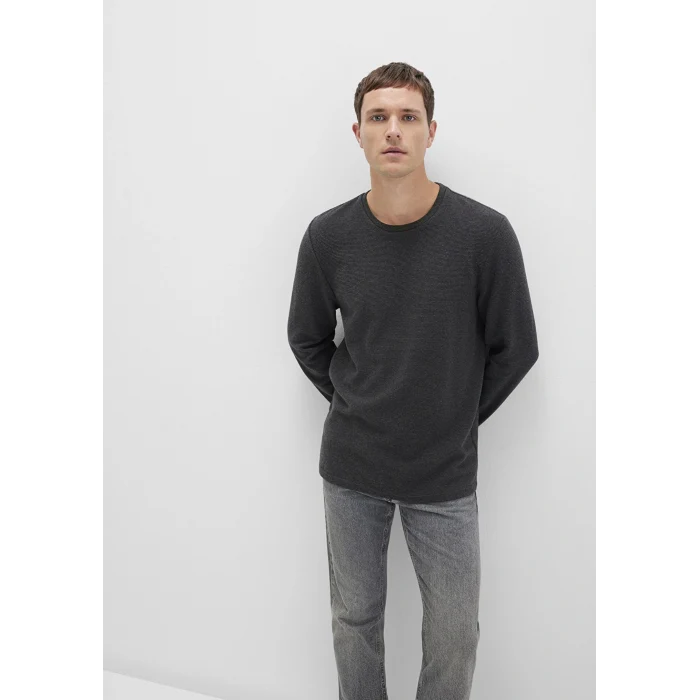 Mavi 064622-26834 Uzun Kollu Dokulu Antrasit Tişört