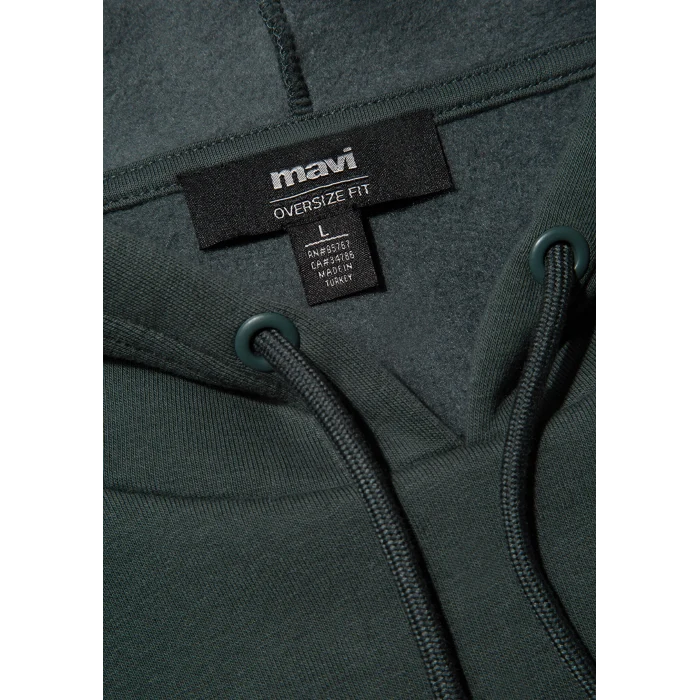 Mavi 067149-71598 Mavi Logo Baskılı Kapüşonlu Yeşil Sweatshirt