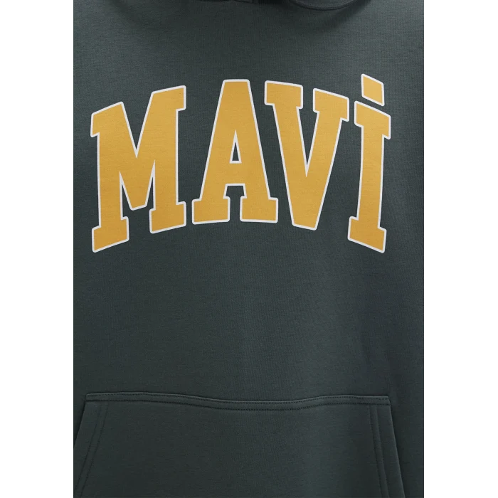Mavi 067149-71598 Mavi Logo Baskılı Kapüşonlu Yeşil Sweatshirt