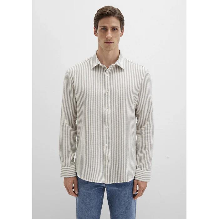 Mavi 0211692-90940 Çizgili Bej Gömlek