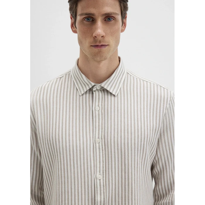 Mavi 0211692-90940 Çizgili Bej Gömlek