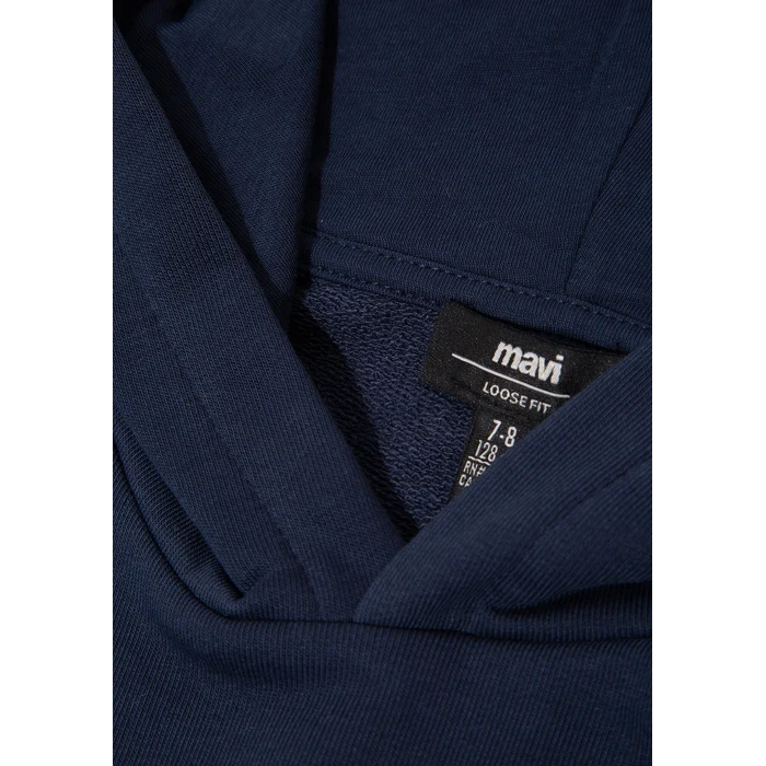 Mavi 6S10141-82318 Mavi Jeans Basklı Kapüşonlu Lacivert Sweatshirt