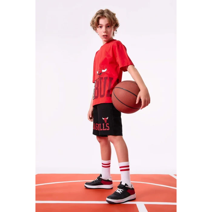 Defacto C0396 Siyah Erkek Çocuk NBA Chicago Bulls Şort