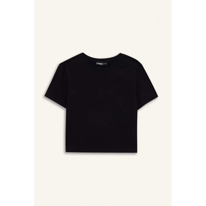 Defacto Z8790 Siyah Coool Fitted Bisiklet Yaka Basic Düz Kısa Kollu Tişört