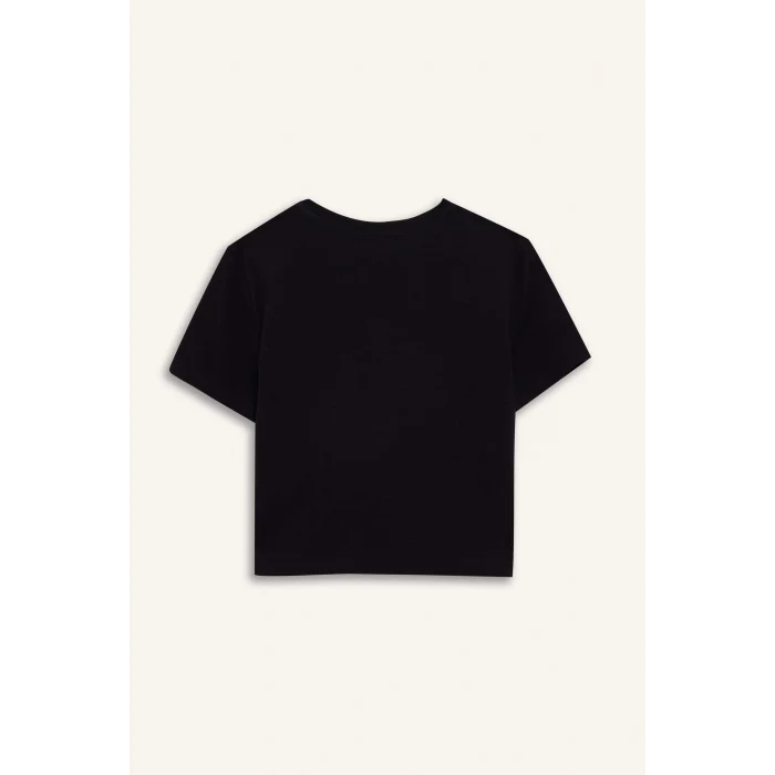 Defacto Z8790 Siyah Coool Fitted Bisiklet Yaka Basic Düz Kısa Kollu Tişört