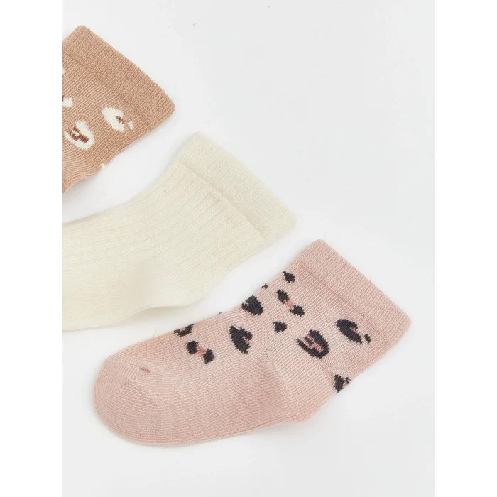 LCW baby Bej Baskılı Kız Bebek Soket Çorap 5li