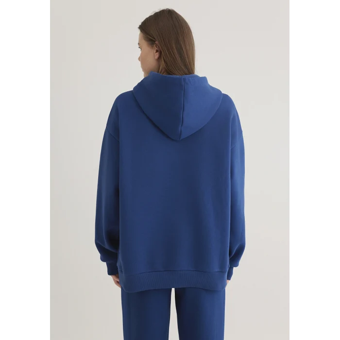 Mavi 1600361-82625 Mavi Logo Baskılı Kapüşonlu Lacivert Sweatshirt