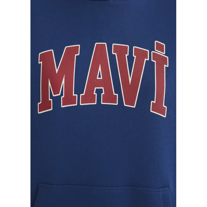 Mavi 1600361-82625 Mavi Logo Baskılı Kapüşonlu Lacivert Sweatshirt