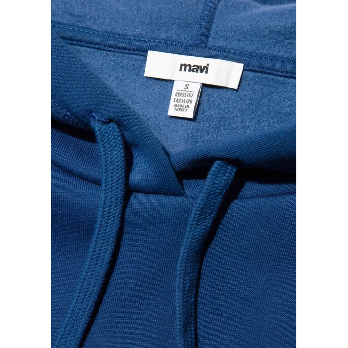 Mavi 1600361-82625 Mavi Logo Baskılı Kapüşonlu Lacivert Sweatshirt