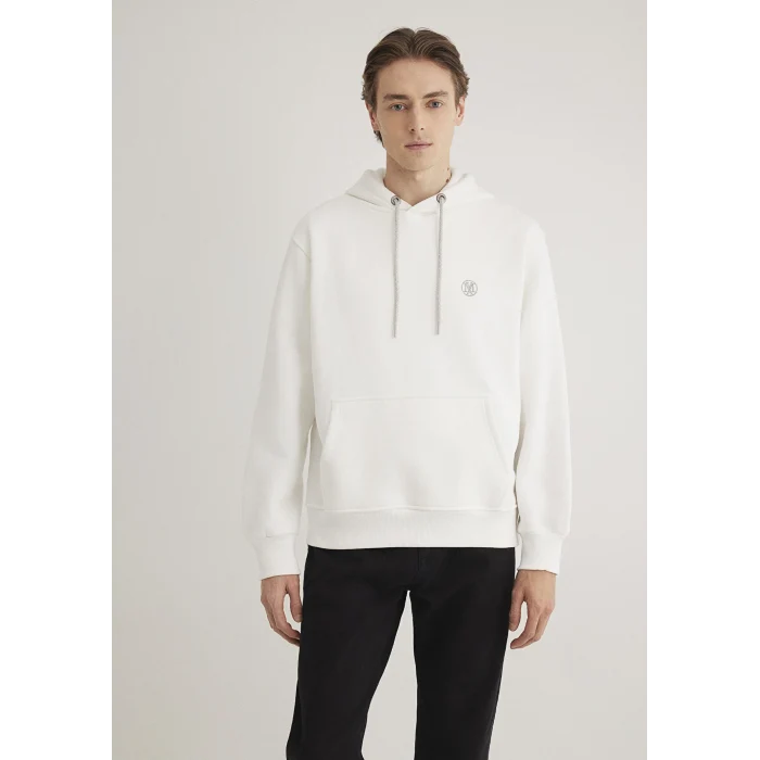 Mavi 065809-34519 Mavi Logo Nakışlı Kapüşonlu Beyaz Sweatshirt