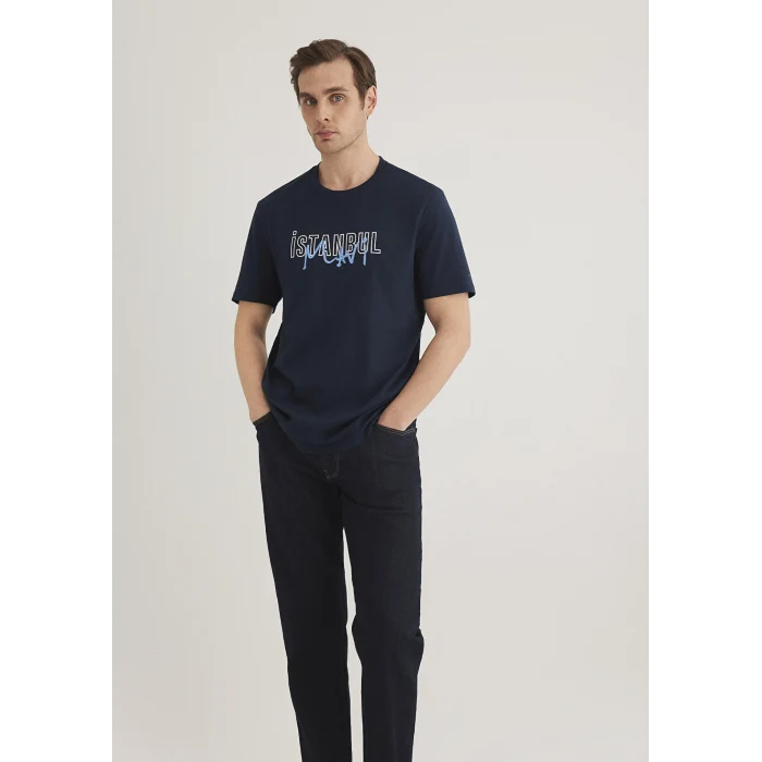 Mavi 067114-34319 İstanbul Baskılı Lacivert Tişört
