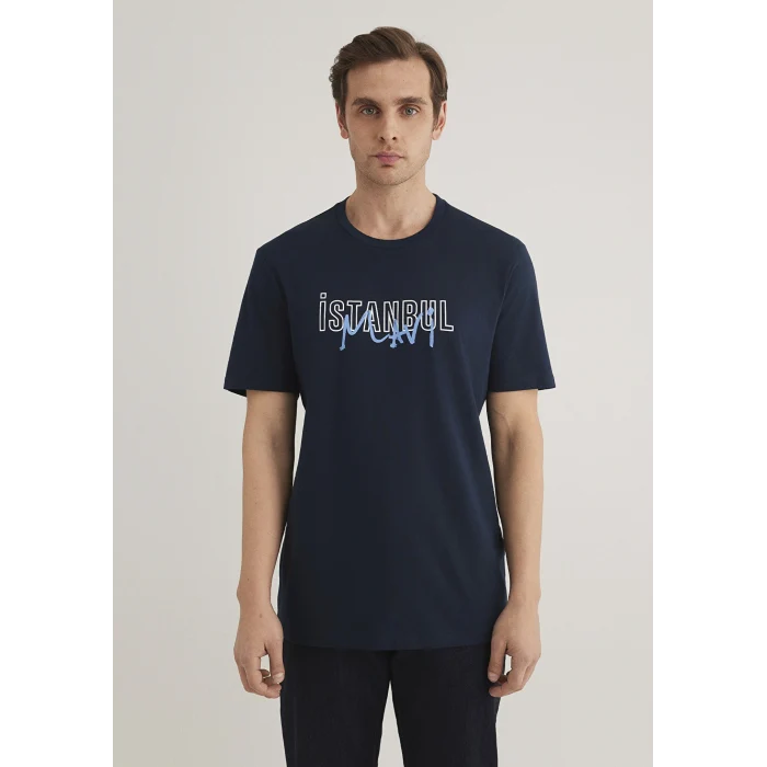 Mavi 067114-34319 İstanbul Baskılı Lacivert Tişört