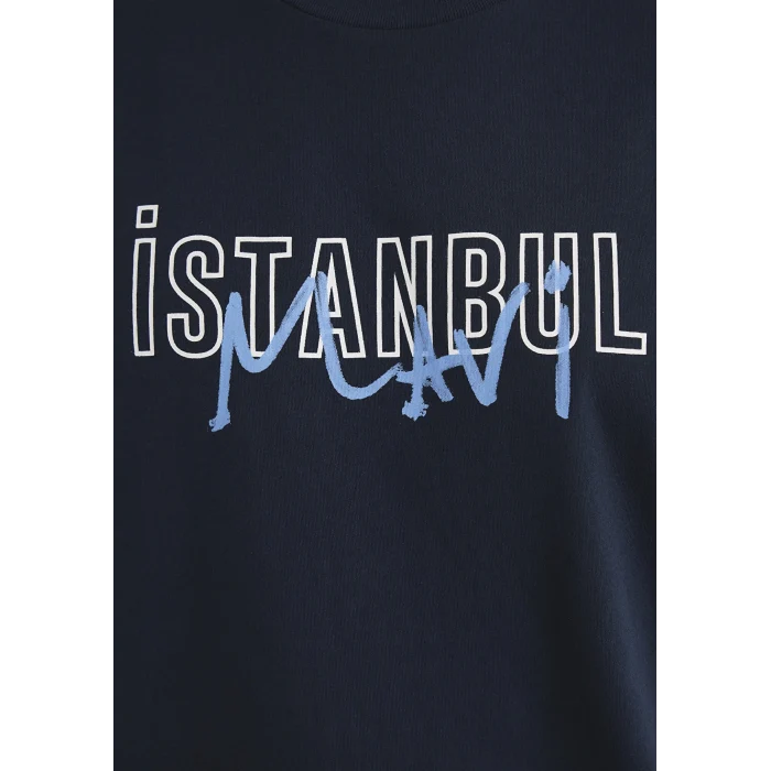 Mavi 067114-34319 İstanbul Baskılı Lacivert Tişört