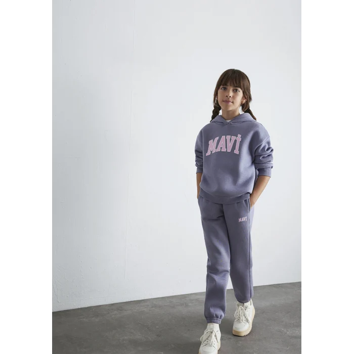 Mavi 7610035-88095 Mavi Logo Baskılı Kapüşonlu Mor Sweatshirt