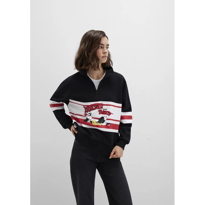 Mavi 1S10472-900 Tom And Jerry Baskılı Siyah Sweatshirt